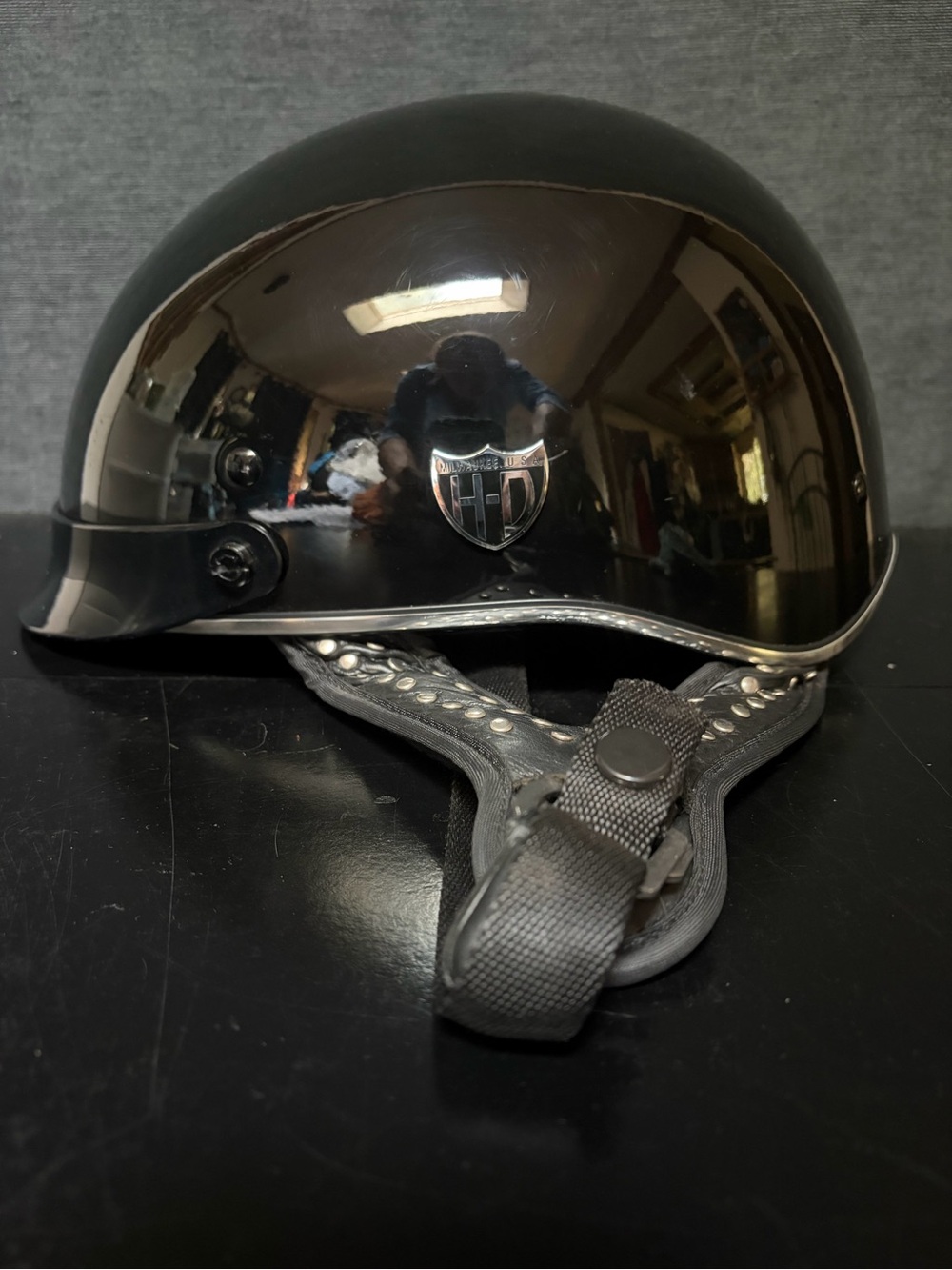 Harley-Davidson Black Half Helmet with Shield Emblem